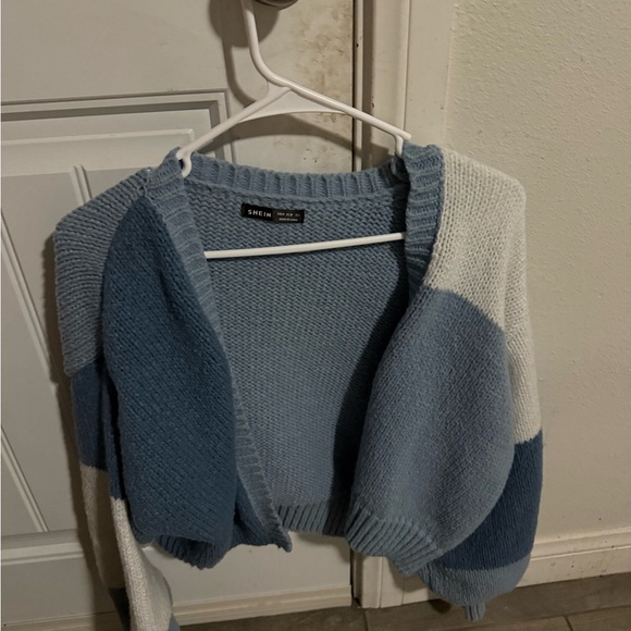 SHEIN Two-Tone Blue and White Cardigan - Picture 1 of 5